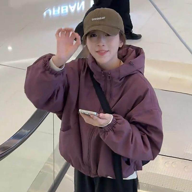 香港连帽夹棉加厚外套女冲锋衣2025秋冬小个子休闲宽松棉服上衣潮