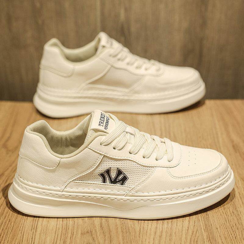 厚底小白鞋男高级感时尚百搭网面板鞋镂空透气潮鞋软底运动休闲鞋