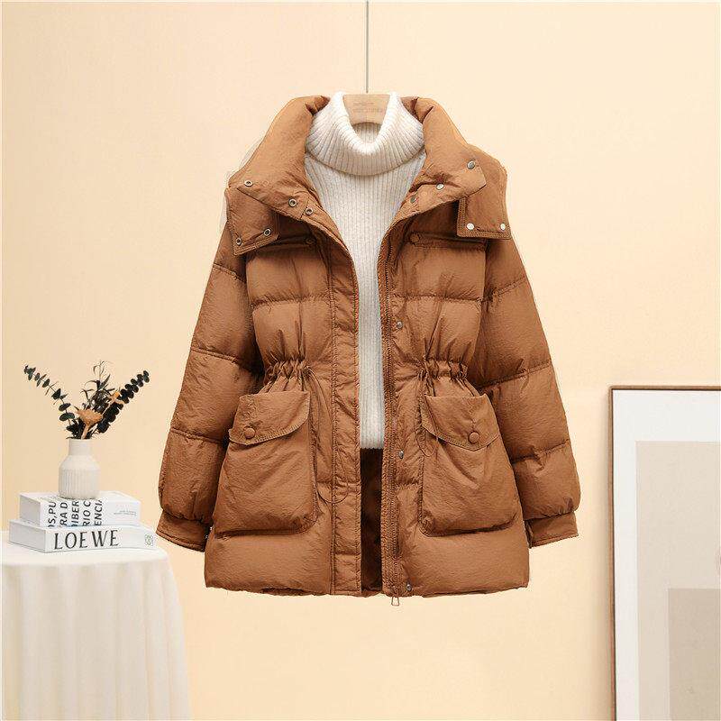 小个子中长款羽绒服女2025冬季韩版加厚连帽时尚收腰显瘦保暖外套
