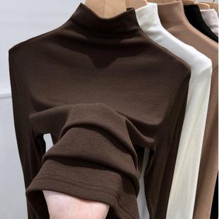 高级感黑色半高领美拉德内搭长袖打底衫女士秋冬大码上衣针织毛衣