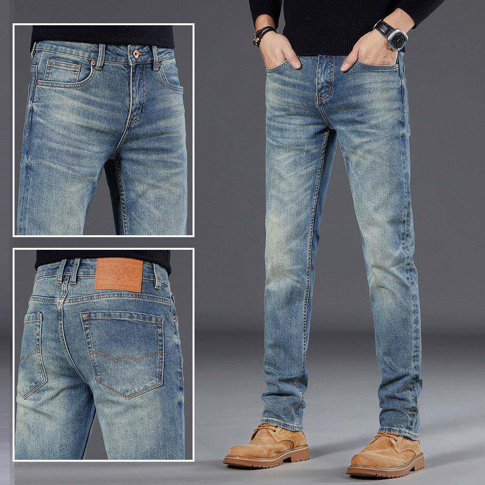 香港高端赤耳丹宁牛仔裤男修身直筒弹力复古长裤子2025新款春秋季