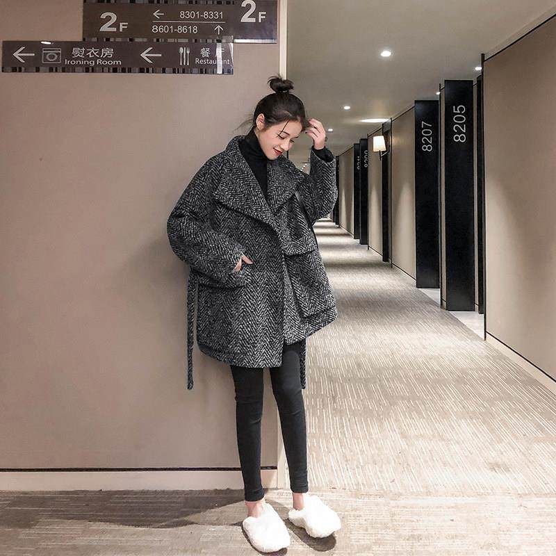 专柜2025冬新款气质人字纹毛呢外套宽松短款小个子加厚呢大衣女潮,女装/女士精品,毛呢外套,淘宝优惠券,粉丝福利购,淘宝优惠卷