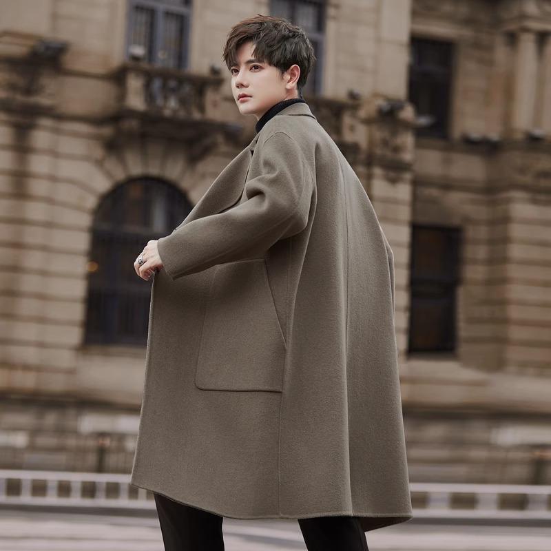 冬季加厚毛呢大衣男中长款韩版过膝羊毛呢子男士风衣双面羊绒外套