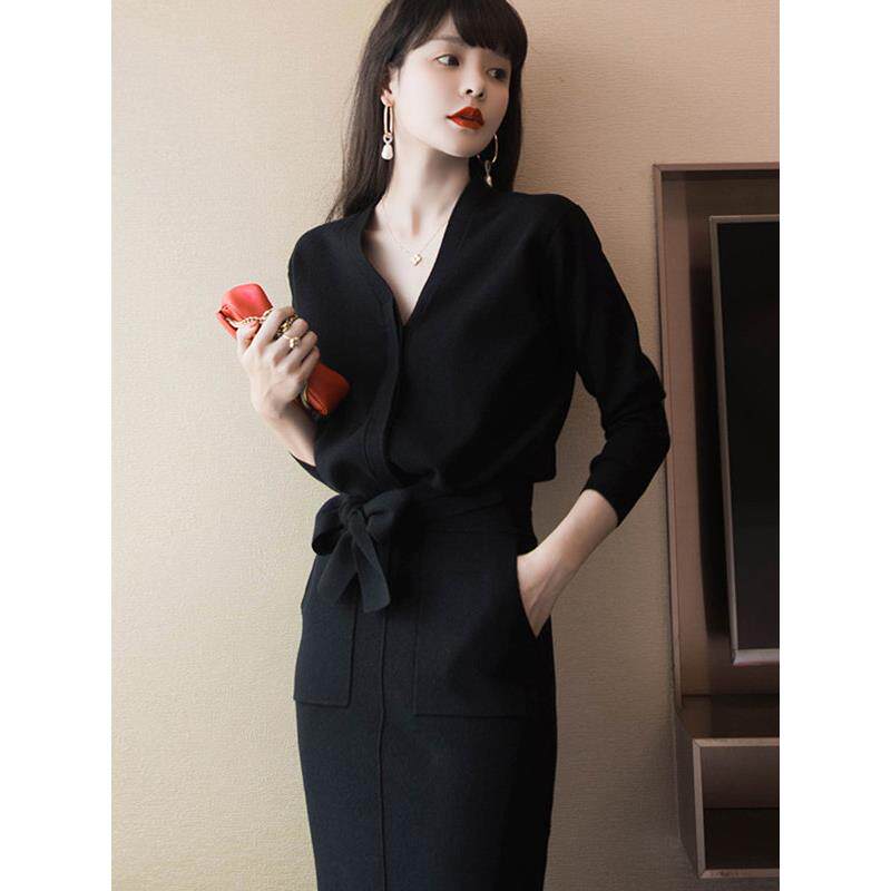 欧陆站2025秋季优雅裙小外套文艺范儿名媛高端专业知识分子两件套