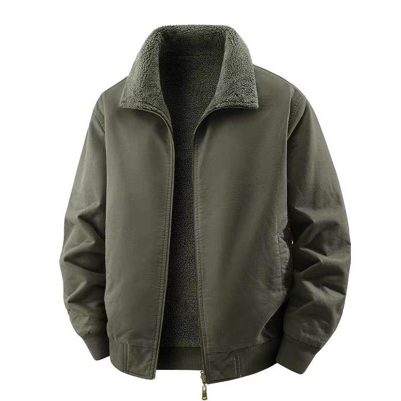 Mostarsea~秋冬季加绒加厚夹克男士纯棉双面穿多口袋宽松工装外套