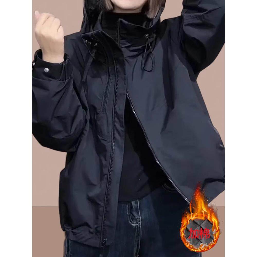 欧洲站2025年秋冬季新款冲锋衣女减龄加绒加厚短外套大码棉服上衣,女装/女士精品,短外套,淘宝优惠券,粉丝福利购,淘宝优惠卷