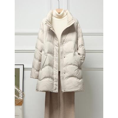 潮牌立领轻薄羽绒服女中长款2025秋冬新款修身显瘦小个子妈妈外套