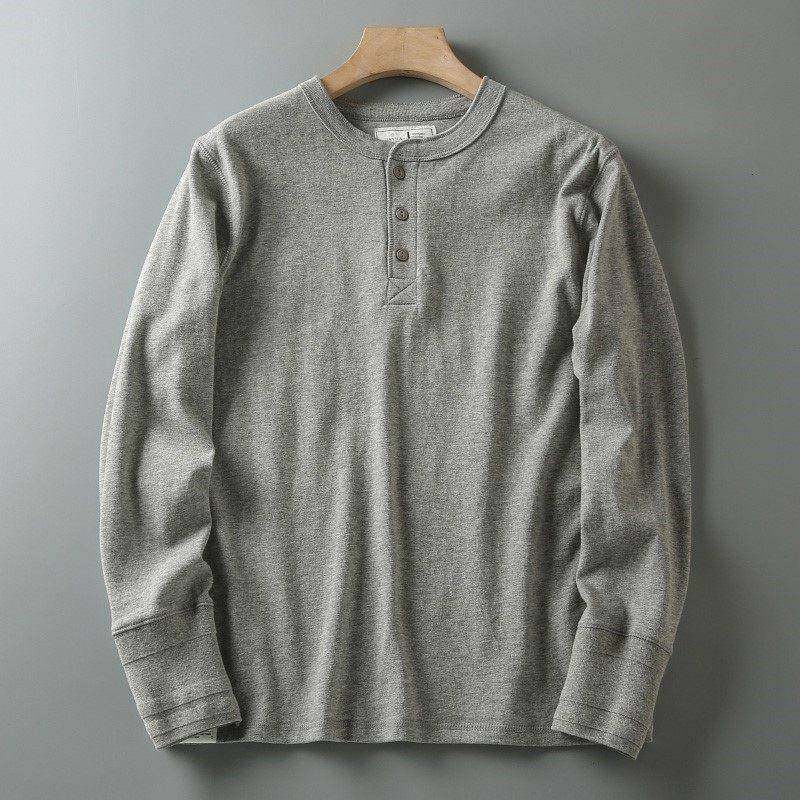 MAROLIO~美式休闲亨利衫 男士复古简约百搭纯色日常长袖T恤打底衫,男装,秀禾服,淘宝优惠券,粉丝福利购,淘宝优惠卷
