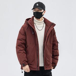 男士羽绒服潮牌工装衣服保暖防寒服2025新款冬季韩版宽松连帽外套