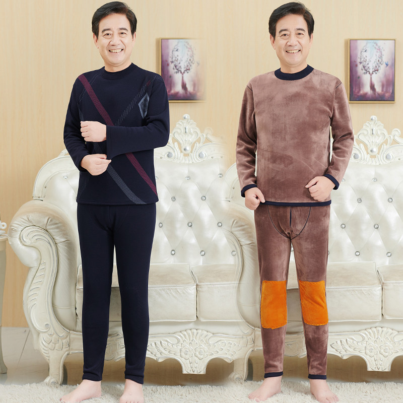 아빠 보온 속옷 중노년 겨울옷 남성 자켓 노인 옷 할아버지 옷 벨벳과 두꺼운 보온복