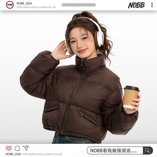 NOBB韩系美拉德复古风棕色短款 3001 羽绒服女士面包服保暖外套