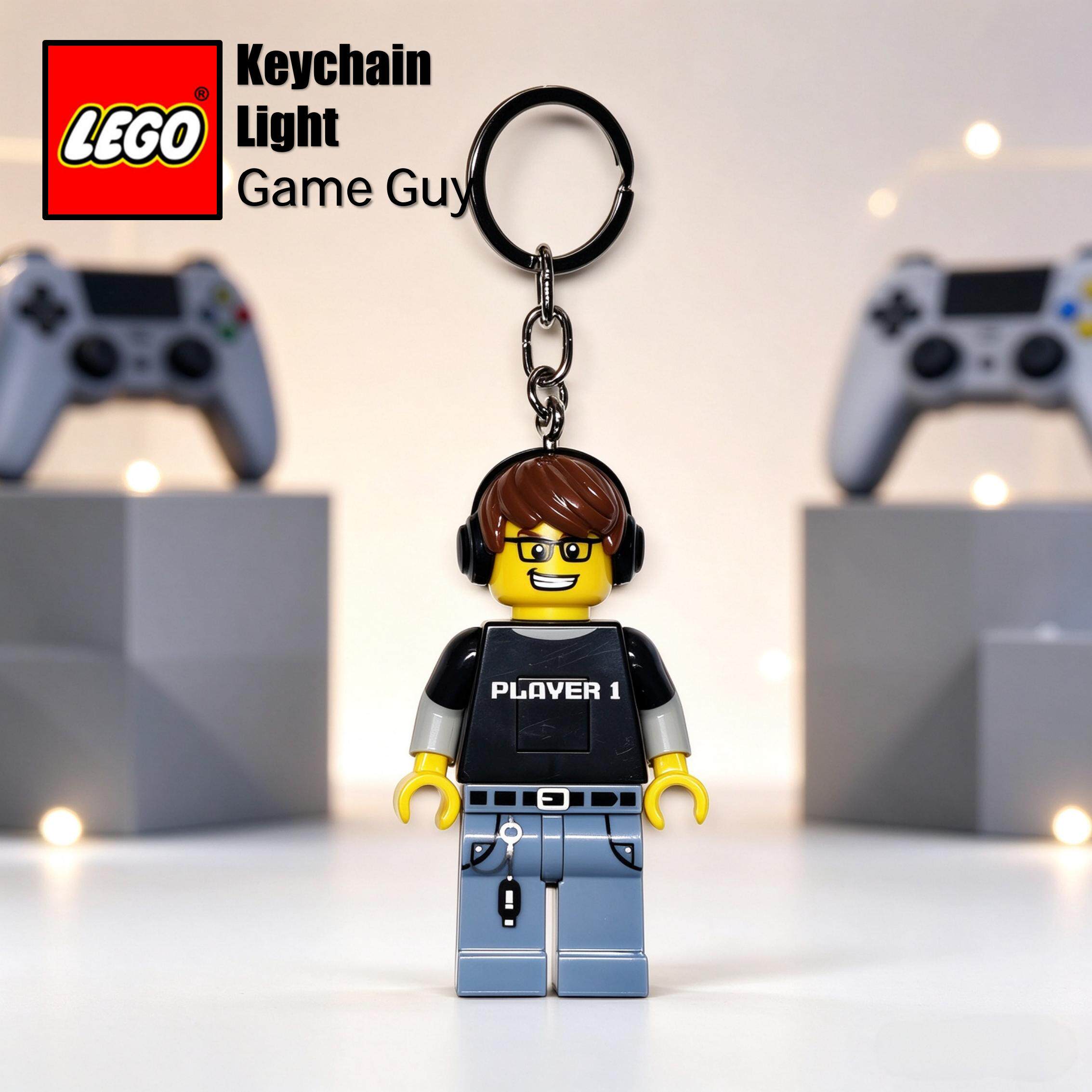 正品LEGO乐高乐园同款电玩玩家发光挂件摆件钥匙扣小挂件可爱礼物