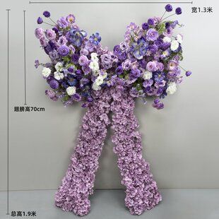 网红大型紫色仿真蝴蝶绢花婚礼橱窗商场装饰生日派对布置道具