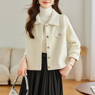 白色外套女士2025新款爆款春秋季洋气时尚加厚短款小个子香风上衣