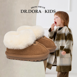 DR.DORA朵拉博士冬季雪地靴宝宝女小童软底毛毛鞋加绒加厚棉鞋男