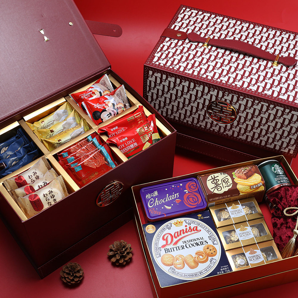 2024新款超大号双层结婚喜糖礼盒伴手礼回礼订婚高端糖盒成品含糖