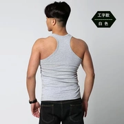 Áo vest nam cotton Lycra Áo thun cotton thể thao co giãn Năm nay, chiếc áo vest màu vàng đỏ lớn - Áo vest