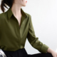 衬衫 TRR 实穿吸睛抢眼军绿显白暗门襟极简长袖 女微宽松气质通勤OL