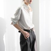 氛围感经典 衬衫 条纹元 TRR 素 宽松长袖 女 通勤上衣衬衣oversize