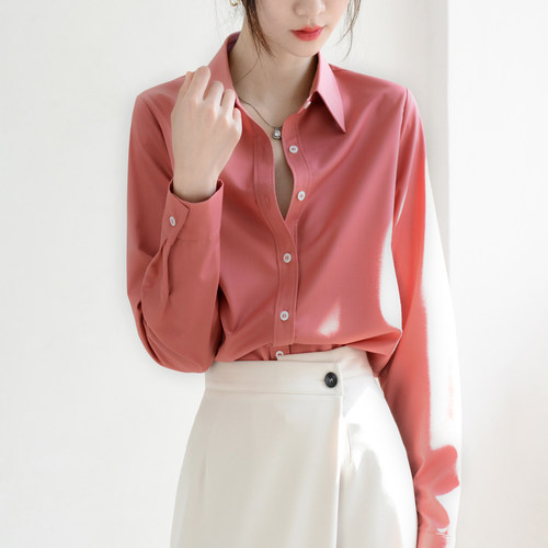 TRR通勤OL偏合身长袖衬衫女