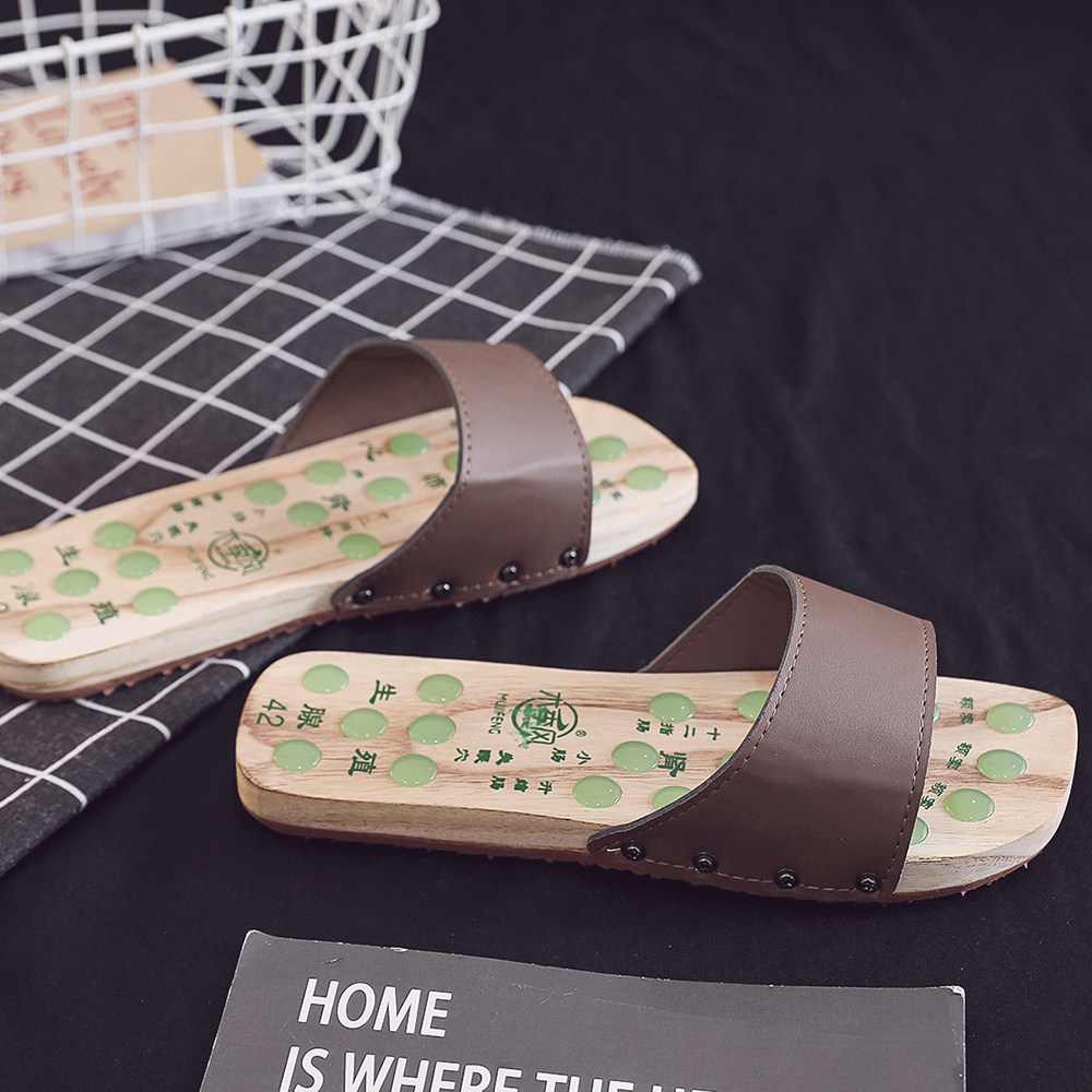 按摩男式无油漆制作包邮木拖鞋