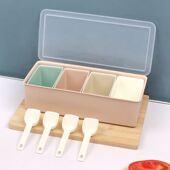 盐味精调料盒一体多格带盖调味盒佐料盒家用厨房高端盐鸡精调料盒