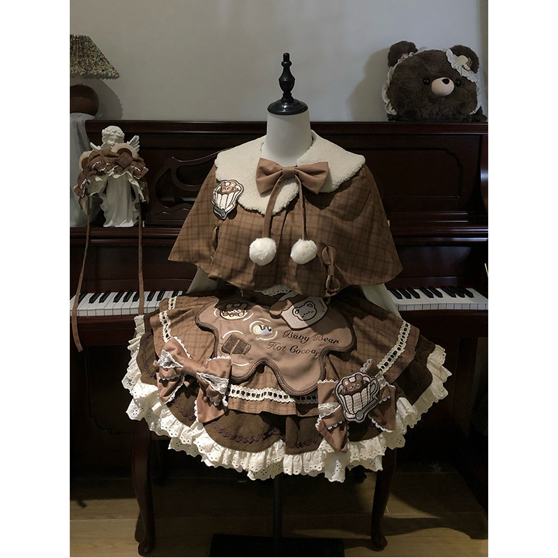 巧克力小熊可爱甜美斗篷lolita裙isk洛丽塔公主裙蛋糕裙日常洋装