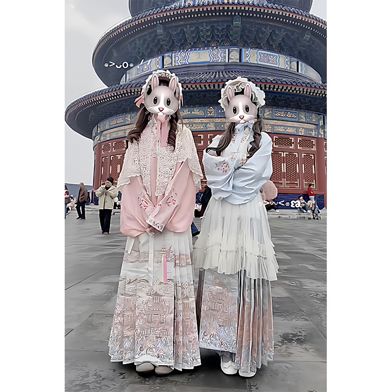 汉洋折衷汉服女明制琵琶袖交领上衣马面裙洛丽塔lolita裙少女可爱