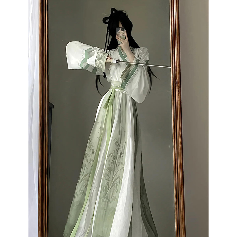 魏晋制三件套汉服女中国风交领齐腰襦裙春夏款