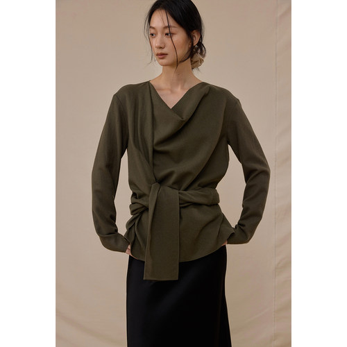 commusememory设计感荡领衬衣