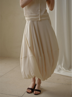 commuse memory『绽绪云涧』空气感贴肤柔软真丝双绉气球裙半身裙