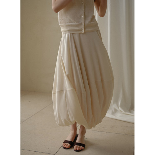 commuse memory『绽绪云涧』空气感贴肤柔软真丝双绉气球裙半身裙