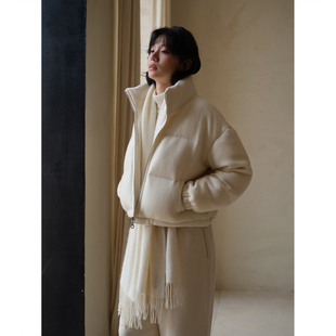 commuse memory通勤简约立领100%羊毛90白鹅绒羽绒服外套羽绒马甲