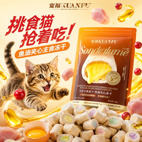宽福鱼油夹心主食冻干助长肉60g