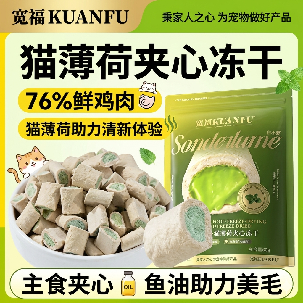 宽福主食夹心蔓越莓冻干猫狗零食拌饭补贴护目长肉适口高蛋白S
