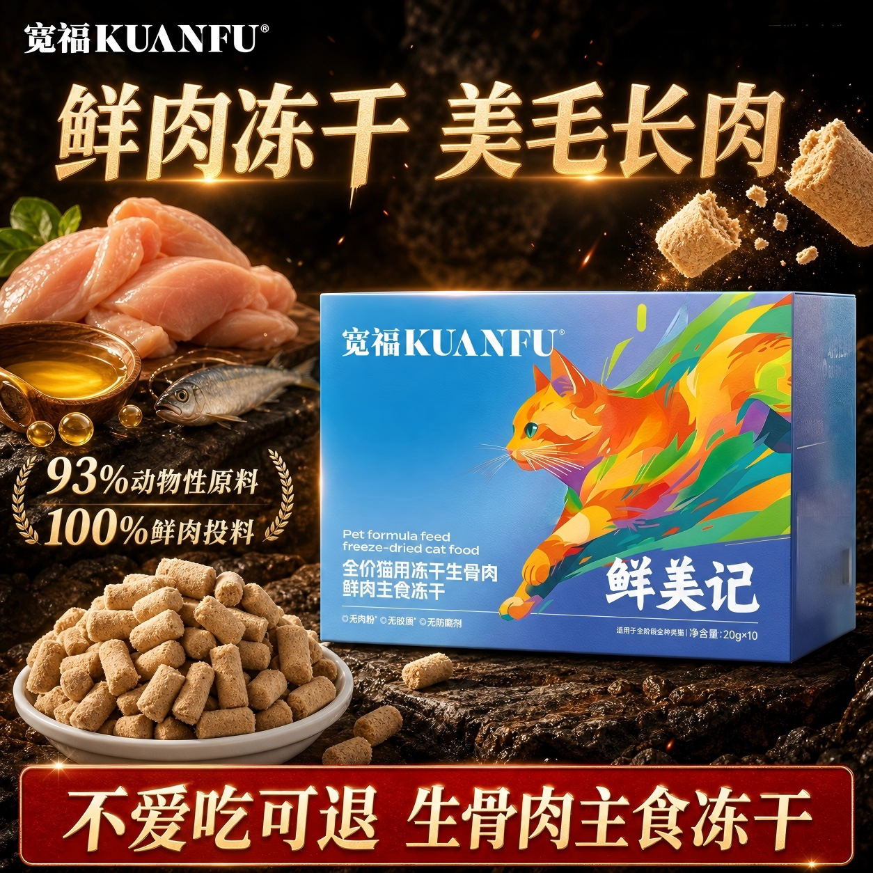 宽福鲜肉主食冻干全价助美毛长肉图片