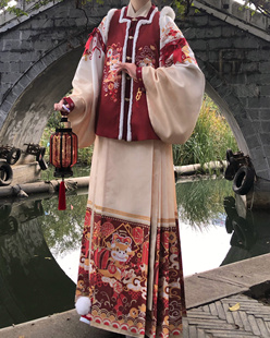 清仓 唐婉春庭拜年服明制汉服刺绣加绒比甲交领仿妆花马面冬季