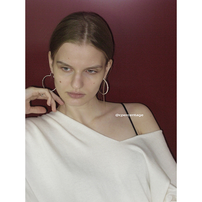 cpercentage纯银圆形环珠宝耳环