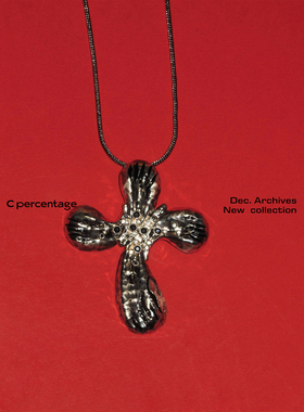 c percentage 原创设计复古朋克中古花瓣十字轻奢气质毛衣链