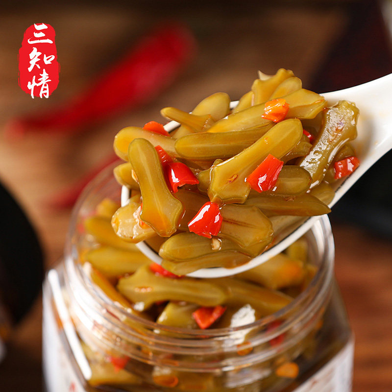 湖南剁椒刀豆腌制咸菜下饭菜剁辣椒酱菜腌菜泡菜湖南特产土产