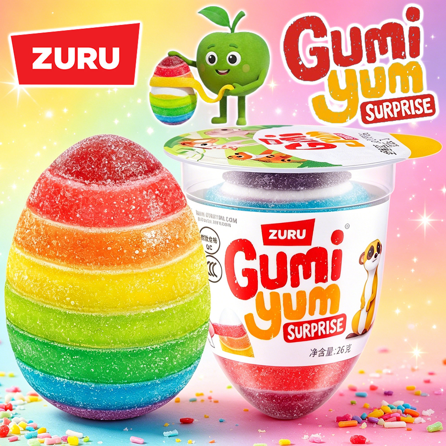 水果味凝胶软糖ZURUGUMIYUME甘蜜奇妙蛋彩虹奇趣