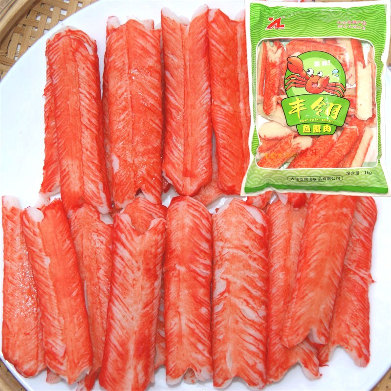 V型蟹柳 丰翎鱼蟹肉寿司 火锅食材蟹足棒 大连情口蟹柳即食1000克