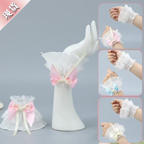 Lolita仙女蕾丝花边蝴蝶结袖套萝莉lo娘花嫁cos手腕饰品假袖子