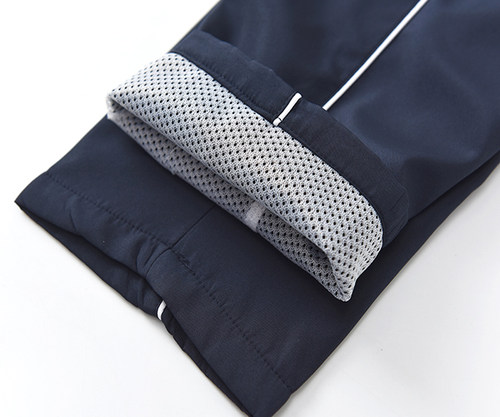 春秋白条藏青色中学单层校服裤子