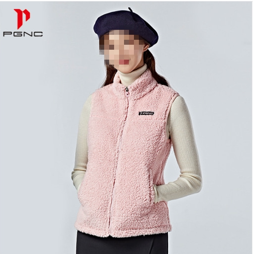 韩国代购pgnc佩吉酷羽毛球服清仓男女立领羊羔绒保暖无袖背心外套