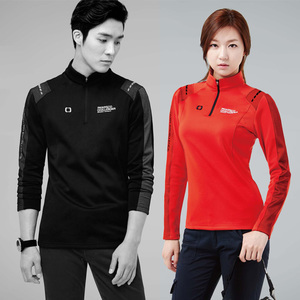 韩国代购PGNC 佩吉酷羽毛球服男女加绒速干拉链立领拼色长袖T恤