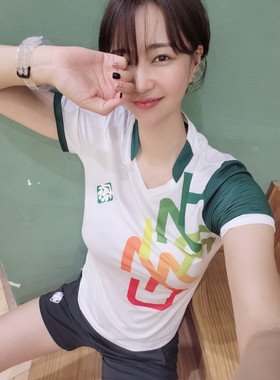 韩国代购HARIMAU羽毛球服正品五折清仓男女彩色字母速干短袖T恤