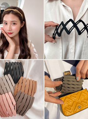 韩系伸缩发箍女夏天碎发神器发卡发带隐形发夹带齿防滑可折叠头箍