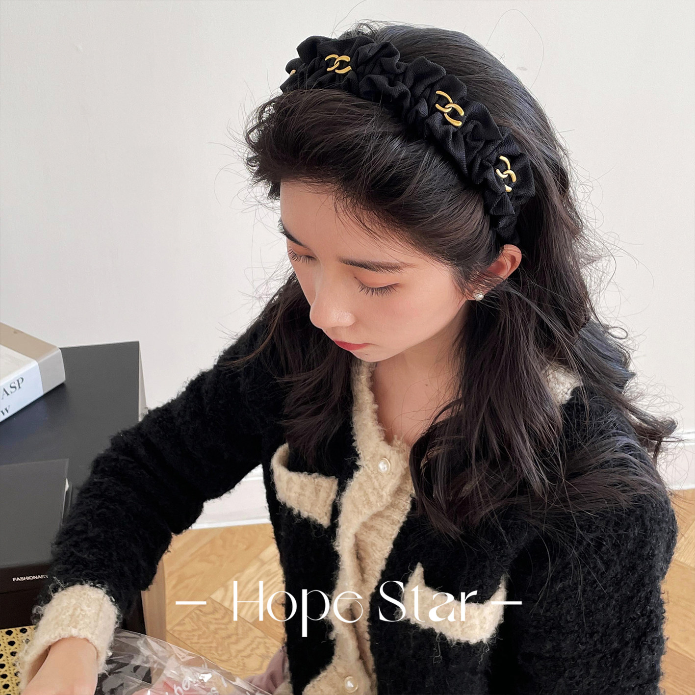 高颅顶头箍秋冬气质网红头饰2023