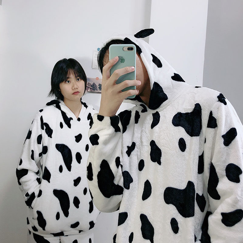 韩版ins情侣睡衣女秋冬珊瑚绒日系奶牛法兰绒家居服男加绒厚套装,女士内衣/男士内衣/家居服,睡衣/家居服套装,淘宝优惠券,粉丝福利购,淘宝优惠卷